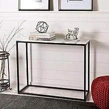 sama steel console table with dimensions 40cm * 120cm * height 90cm made of steel with black electrostatic coating and white carrara marble