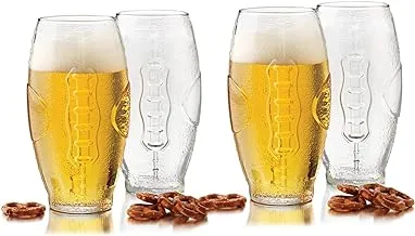 Libbey 23-ounce football tumbler beer glass set, 4-piece