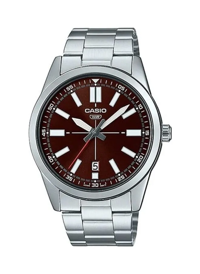 CASIO Men's Brown Dial Stainless Steel Band Analog Wrist Watch MTP-VD02D-5EUDF