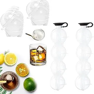 Round ice cube mold 4 hole whiskey ice ball maker mold, sphere ice cube tray diy mold ice ball maker for whiskey and cocktails, keep drinks chilled (2pcs, 2.2 inch)