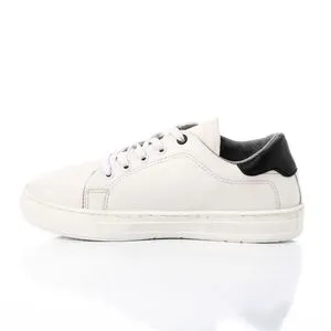 Hammer Leather Lace Up Sneakers For Men - White & Black