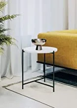 Sama steel side table with diameter 45cm and height 60cm made of steel with black electrostatic coating and white carrara marble on top