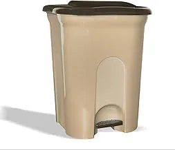 El watania round grand rocka dust bin with pedal beige*brown/50 l