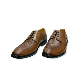 Squadra Genuine Leather Lace Up Classic Shoes For Men - Peanut Brown