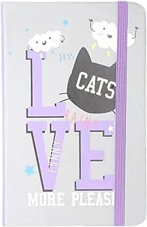 Hardcover Notebook Meow A6 / With Purple Elastic Band