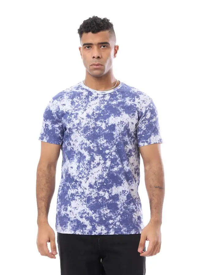 RAVIN Tie Dye Dark Blue & White Round Neck Tee