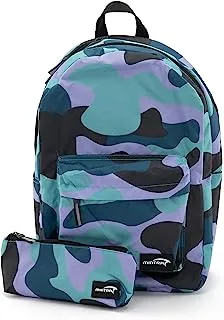 Mintra Unisex Printed School Bags 3 Pocket With Laptop Pocket+ Pencil Case -Sky Blue Camo (45 X 32 X 16 Cm)