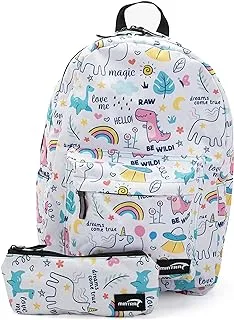 Mintra Unisex Printed School Bags 3 Pocket With Laptop Pocket+ Pencil Case -Unicorn (45 X 32 X 16 Cm)