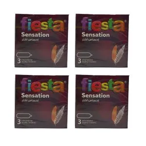 Fiesta Sensation Condoms - Ultra Thin For Maximum Feeling - 4 Packs Of 3