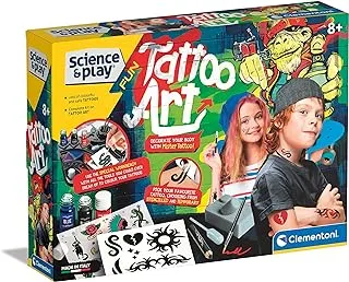 Clementoni 61544 science & play fun art-tattoo kit, educational and scientific toys, gift for kids age 8, english version-made in italy