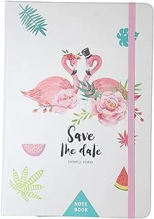 HardCover اثنين من دفتر ملاحظات Flamingos White A5 مع شريط مطاطي