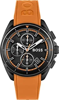 Hugo Boss Watch for Men, Quartz Movement, Analog Display, Orange Silicone Strap-1513957