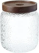 Acrylic Bean and Legine Jar with Wood Textured Lid 500ml 1720 Transparent DOD-5