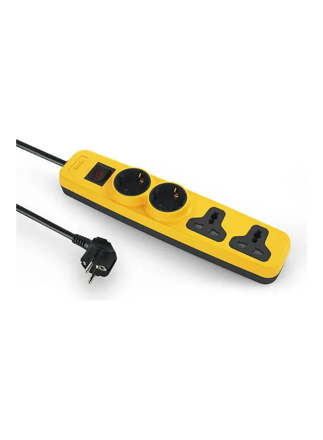 iLOCK Power Strip 4 Outlets (2 Schuko Sockets + 2 Universal Sockets) Yellow-Black 2.0meter