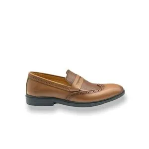 Squadra Semi Perforated Leather Slip On Oxford - Brown