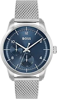 Hugo Boss Watch for Men, Quartz Movement, Analog Display, Silver Stainless Steel Strap-1513942