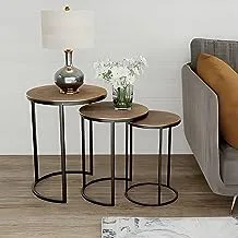 Sama steel side table consisting of three pieces with dimensions : diameter 45cm * height 60cm & diameter 40cm and diameter 35cm made of steel with black electrostatic coating