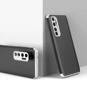 4 In 1 360° Case With Camera Protection For Xiaomi MI Note 10 Lite - Black/Silver.