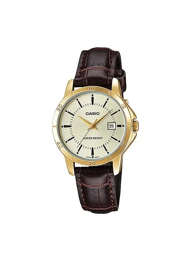 CASIO Leather Analog Watch LTP-V004GL-9AUDF