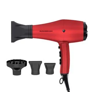 Rush Brush D3K  Dryer Red 3000W AC Motor Ionic & Cool Shot  Technology, Includes Diffuser And Concentrator