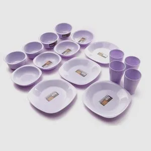 Eco Plast Dinnerware Small Plates Set - 16 Pcs -  Light Purple Lilac