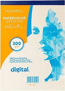 Digital a4 glued watercolor sketch pad, 300 g/sqm, 12 sheets, portrait