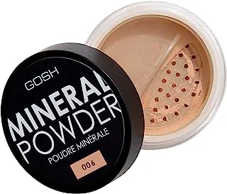 GOSH Mineral Powder, Vegan, Loose Fixing Powder with Minerals for All Skin Types, Matte and Long-Lasting for a Flawless Complexion, No Mask Effect, Medium to High Coverage, 006 Honey