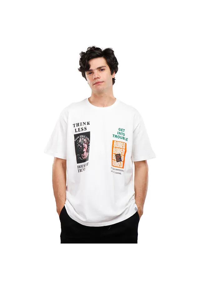 Coup COUP Loose Fit Printed T-Shirt For Men - White - M