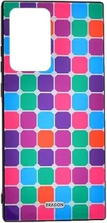 Generic Plastic Creative Back Phone Protection Case Squares Design With Silicone Safety Edges And Glass Back For Samsung Galaxy Note 20 Ultra/Note 20 Plus - Multi Color