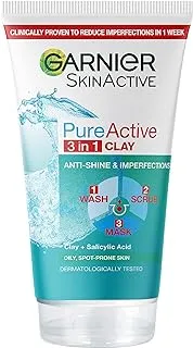 Garnier Pure Active 3 In 1 Wash, Scrub & Mask