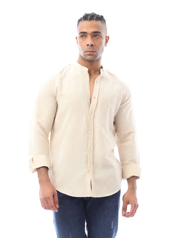 RAVIN Casual Long Sleeves Linen Shirt - Beige