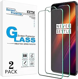 [عبوة من قطعتين] واقي شاشة KATIN متوافق مع الزجاج المقسى OnePlus 7T، 0.33 مم فائق الوضوح، مضاد للخدش، صلابة 9H، خالي من الفقاعات