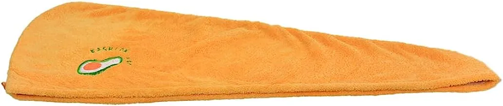 Microfiber Hair Drying Towel Wrap With Avocado Design And Button For Wet Hair - Yellow