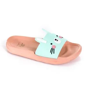 Activ Girls Cat Open Toecap Slippers - Aqua & Simon