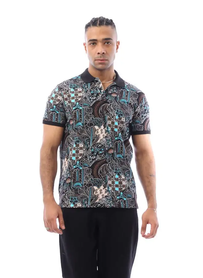 RAVIN Multi-Patterns Short Sleeves Polo Shirt - Multicolour