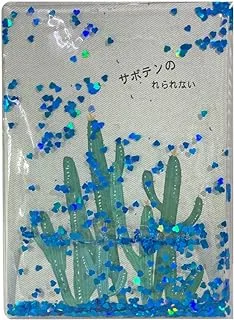 HardCover Cactus Notebook with Blue strass and liquid from front/Tall Cactus