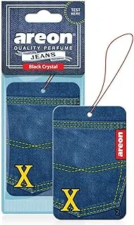 AREON Jeans Hanging Car Air Freshner - X Logo - Black Crystal, Pack of 1, AJX01