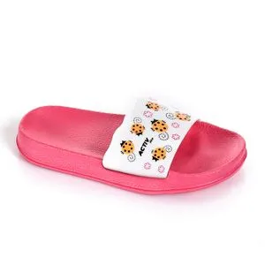 Activ Hot Pink & White Lady Bugs Print Girls Slippers