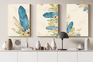 Home Gallery Set of three Blue Feather Wall Art Printed Canvas wall art 90x60 cm