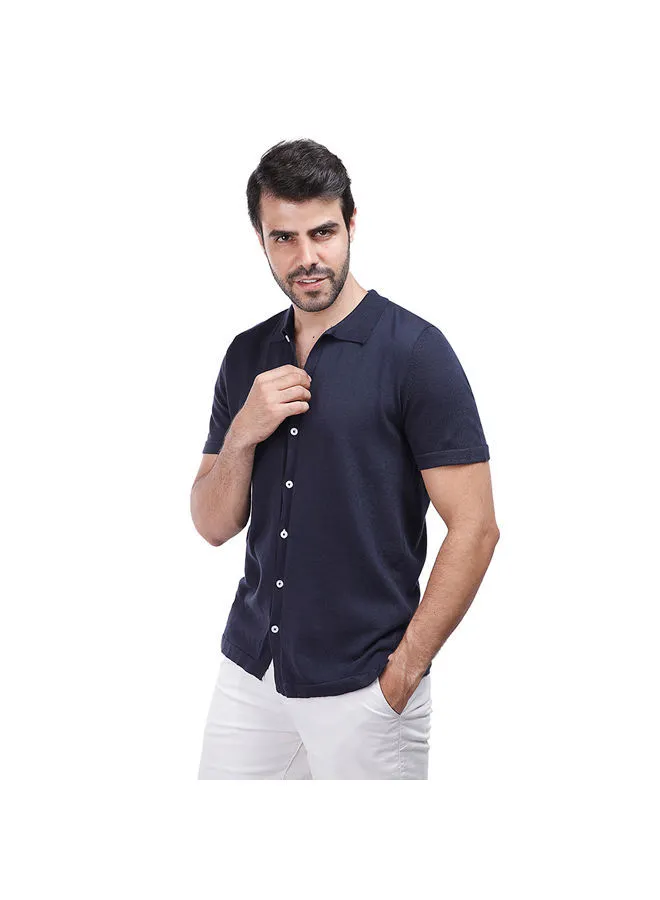 Coup COUP Regular Basic Shirt For Men - Navy - M