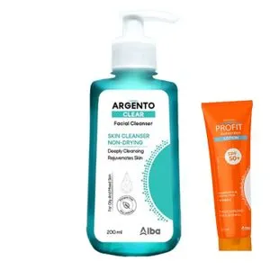 Alba Pharma Argento Clear Facial All Skin + 200 ml Profit Sunblock 50 ml. ألبا فارما