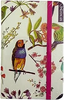 Hardcover Notebook Birds A6 / With Elastic Band/White