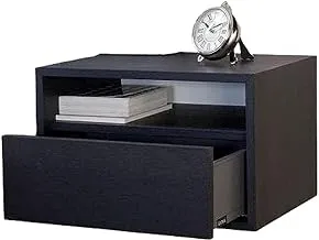 Floating nightstand commode wall mounted shelf with drawer and open storage shelf