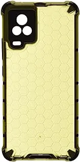 Generic Plastic Honeycomb Shockproof Transparent Back Cover With Flexible Silicone Black Edges Protective For vivo iQOO 7 6.62 Inch - Yellow Black