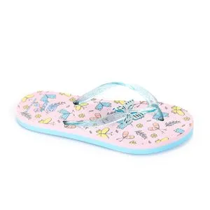 Activ Girls Butterflies Pattern Thong Slippers - Sky Blue & Rose