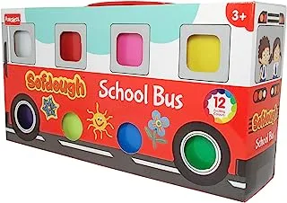 Nilco 9300700 School Bus Modeling Soft Dough Set Contains 8 Different Colours In Small Boxes For Kids With Endless Hours Of Entertainment - Multi Colour