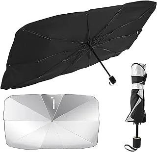 Car Windshield Sun Shade Umbrella,Foldable Car Sun Umbrella for Windshield Sun Protection Umbrella Front Sunscreen Visor Block UV Fits Most Vehicle Models - 130 * 75cm