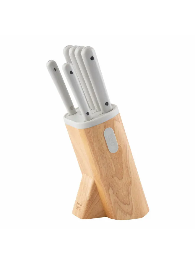 Berghoff 7-Piece Knife Block Set Spirit - 1X Chef's Knife, 1X Bread Knife, 1X Carving Knife, 1X Santuko Knife, 1X Utility Knife, 1X Paring Knife, 1X Knife Block With Magnetic Cap