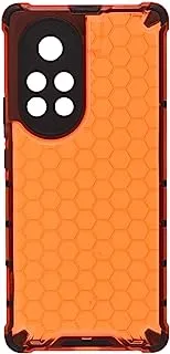 Generic Plastic Honeycomb Shockproof Transparent Back Cover With Flexible Silicone Black Edges Protective For Huawei nova 8 Pro 6.72 Inch - Orange Black