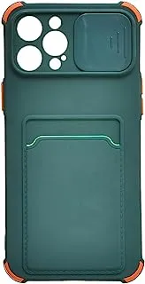 Generic Silicone Phone Case With Camera Protector And Colored Protection Edges For IPhone 12 Pro Max 6.7 Inch- Orange Green